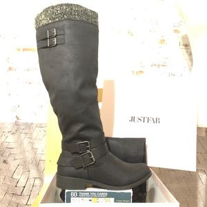 BNIB JustFab 8.5 Black Buckle Boots